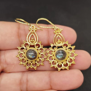 Fashion Irregular Accessories labradorite Brass Earrings Electroplated Light Luxury High end Earrings - Product Image 4