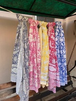 Pareos de Traje de Baño para Mujer Sarongs de Algodón con Estampado de Bloques Sarong de Playa Índigo Color Natural Sarong Índigo