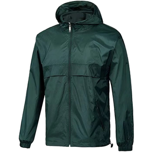OEM Wholesale Men's Casual Lightweight Windbreaker <b>Jacket</b> Autumn <b>Packable</b> Standard Canvas Stand Collar Front Plain Dyed - Product Image 5