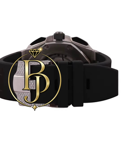 Montre-bracelet analogique à quartz carrée en argent et diamant, verre cristal blanc, trois sous-cadrans, index noirs, lunette étincelante, bracelet en caoutchouc - Product Image 4