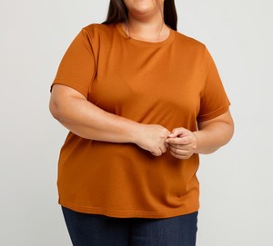 T-shirt à manches courtes pour femmes, taille plus, col rond, décontracté, en coton, tissu jersey, avec logo personnalisé OEM - Product Image 1