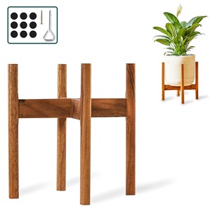 Acacia Wood Black Plant Stand with Shelf - Wholesale Modern <b>Planter</b> Holder India - Product Image 4