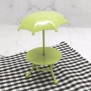 Miniature 1:12 Dollhouse Garden Green Table with Umbrella Decoration Metal Painted for ages 14 and up. - Product Image 4