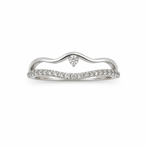 925 Sterling <b>Silver</b> Women's Curved Wave <b>Solitaire</b> <b>Ring</b> with Cubic Zirconia Minimalist Elegant High Polish Finish Daily Wear Wedd - Product Image 1