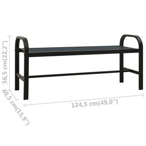 Banco de Jardín Resistente de Acero Negro, Banco de Patio Estándar de WPC - Product Image 6