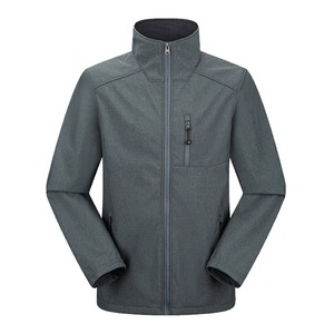 <b>Men's</b> <b>Grey</b> <b>Fleece</b> Jacket Stand Collar Zipper Closure Windproof Casual Autumn Wear Regular Fit Solid Color Polyester Material - Product Image 3