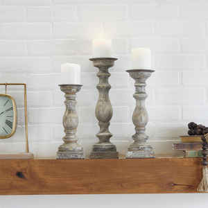 Juego de portavelas de madera tallada a mano, 3 candelabros de madera maciza, soporte en forma hexagonal, decoración del hogar, decoración de Navidad - Product Image 6