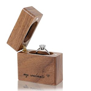 Wooden Engagement Ring <b>Box</b> <b>Small</b> Slim Flat Ring Case <b>Box</b> for Proposal, Wedding - Product Image 1
