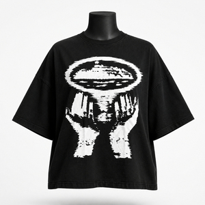 เสื้อยืดโอเวอร์ไซส์ลายกราฟิกสำหรับผู้หญิง สไตล์วินเทจ สีดำ ผ้าฝ้าย สตรีทแวร์ ทรงหลวม รับผลิตตามสั่ง ราคาส่งถูก รับผลิตแบบ OEM ราคาประหยัด - Product Image 5