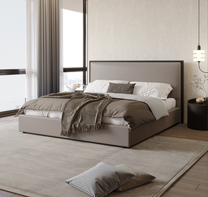 Minimalist isches Schlafzimmer King Size Leder Holz betten Set Modernes gepolstertes Doppel <span class=keywords><strong>Queen</strong></span> Size Möbel Bett - Product Image 2