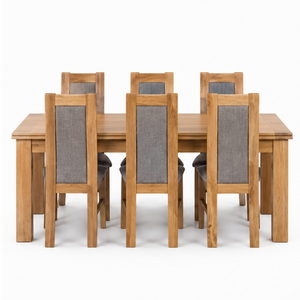Ensemble de salle à manger en teck rectangulaire grand format, écologique et luxueux ARTERRA, table moderne, chaises rembourrées à dossier haut pour la maison et les restaurants - Product Image 3
