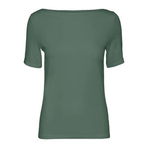 T-shirt Femme Slim Fit à Manches Courtes Col Rond Couleur Unie Tricoté Décontracté Toutes Saisons Vert Design Tendance Prix Usine B2B - Product Image 3