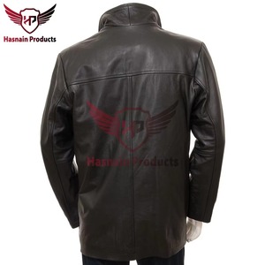 Mens Real Black <b>Leather</b> Car Coat Casual Button Up <b>Blazer</b> <b>Jacket</b> Cowhide Trench Formal Business Custom Winter Warm Fashion Styles - Product Image 4