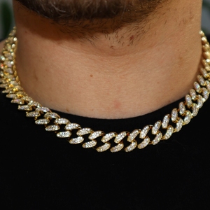 Collar de Plata de Ley 925 de 15 mm para Hombre, con Engaste de Puntas, Estilo Miami Iced Out, Cadena Cubana, con Moissanita VVS Baguette - Product Image 2