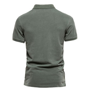 เสื้อโปโลผู้ชายผ้าฝ้าย 100% ป้องกันรังสียูวี แฟชั่นทันสมัย ลายเรียบ ปกคอพับได้ ขายส่ง - Product Image 4
