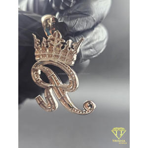 Moissanite Diamond R <b>Initial</b> Crown Pendant Iced Out Hip Hop Chain Custom Letter <b>Necklace</b> Luxury Jewelry Gift - Product Image 5