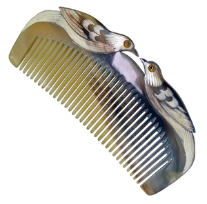 Peine de cuerno de búfalo para alisar y peinar, ecológico, con forma de pájaro, precio mayorista, para peluquería, personalizado, en oferta - Product Image 1