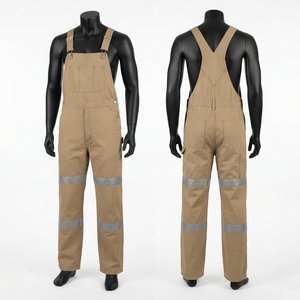 Pantalones de Trabajo para Hombre, 300 GSM, Tela de Sarga de Algodón, Color Caqui, Ropa de Trabajo Utilitaria, Cinta Reflectante, Múltiples Bolsillos, Logotipo Personalizado, Overol Resistente - Product Image 1