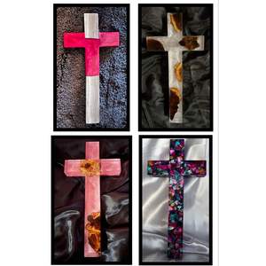 Panneau mural en bois rustique avec croix en résine pour la prière religieuse et la décoration - Product Image 5