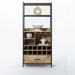 Vandana Merino Novara - Mueble Bar de Madera Maciza con Barra de Bar Integrada, Diseño Moderno de Muebles de Almacenamiento de Madera Sólida - Product Image 1