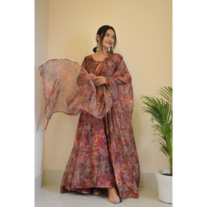 ชุดราตรีพิมพ์ลายดิจิทัลผ้าโปร่งบางทันสมัยมีสีพีช dupatta - Product Image 4