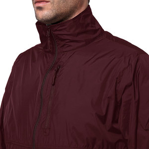 Mens Burgundy Windbreaker <b>Jacket</b> <b>Lightweight</b> Full Zip Outdoor <b>Casual</b> Windproof <b>Jacket</b> with Stand Collar Front Pockets and Long - Product Image 2