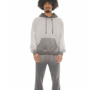Sweat à capuche personnalisé avec logo, délavé à l'acide, pour homme, 100% coton gris, style hip-hop, polaire d'hiver respirant, coupe ample, 380g - Product Image 6