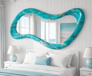 Miroir décoratif sur pied en verre Art Déco concave de luxe avec écran LED pour la décoration intérieure - Product Image 1