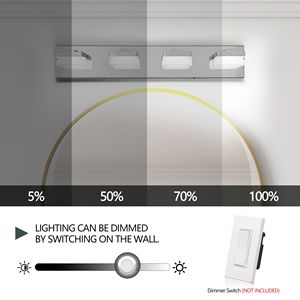 Applique murale LED chromée moderne à 4 lumières, design élégant et minimaliste, économe en énergie pour miroir de salle de bain, facile à installer - Product Image 6