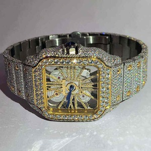 Montre de luxe en moissanite de haute qualité, montre personnalisée sertie de pierres, pour cadeau, vente en gros d'usine, montres mécaniques de style hip-hop serties de pierres - Product Image 1