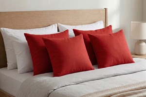 Luxury Solid Red Cotton Cushion Cover Soft Decorative <b>Pillow</b> Cover For <b>Sofa</b> Living Room Modern Home Decor Premium Fabric Design - Product Image 5