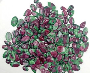 Cabujón de Rubí Zoisita Natural con Base Plana para Anillo o Colgante, Joyería Hecha a Mano, Suministro de Piedras Preciosas Sueltas, Lote al por Mayor - Product Image 1