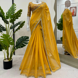 คอลเลคชั่นผ้าไหมทิบบี้สำหรับงานปาร์ตี้ล่าสุดสำหรับผู้ค้าส่ง พร้อมงานปักดิ้นและเลื่อม ประดับขอบด้วยลูกไม้แฟนซี มีจำหน่ายจำนวนมาก - Product Image 1