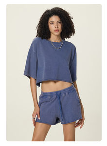 Camiseta Oversize Vintage NeverStatic para Mujer, Estilo Urbano, Casual, Verano, Top Corto, 100% Algodón, Lavado Ácido, Decoración con Logotipo - Product Image 5