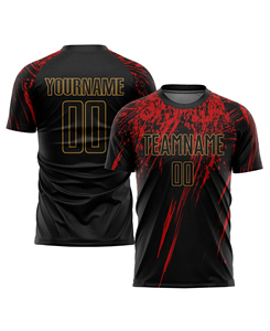 Premium Quality Men's Black Red Long Sleeve Soccer Jersey Sublimated Team Name Custom Moisture Wicking <b>Athletic</b> Fit All Season - Product Image 4