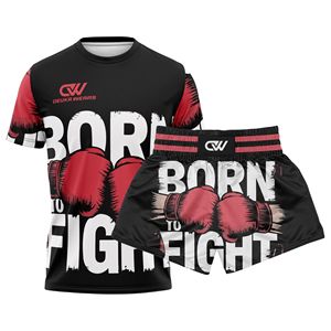 Conjunto Deportivo de Manga Corta para MMA, Boxeo y Muay Thai con Logotipo Sublimado Personalizado OEM/ODM, Transpirable, de Spandex/Poliéster, Ropa de Artes Marciales Elástica - Product Image 1