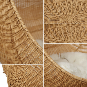 Silla colgante de ratán estilo huevo con cojín para uso en interiores, exteriores, balcones, patios y jardines. - Product Image 3