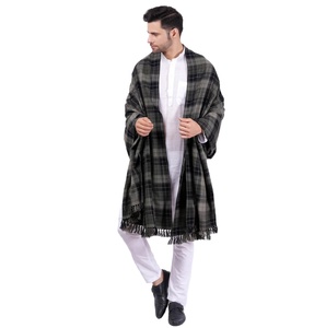 Design noir imprimé mode Pashmina laine châles élégant laine châles grande taille lourd hiver personnalisé laine châle - Product Image 5