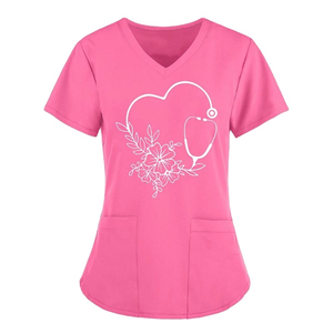 Haut de blouse médicale de qualité professionnelle en tissu extensible, uniforme d'infirmière d'hôpital, confortable, col en V, vêtements de travail unisexes - Product Image 5