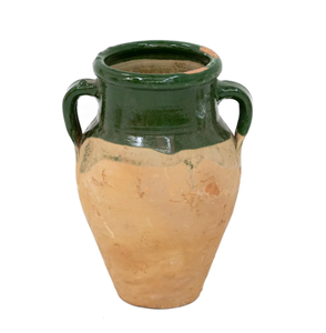 Jarrón de Cerámica de Terracota Verde Glaseado Estilo Vintage con Asas, Decoración Rústica Mediterránea para el Hogar - Product Image 4