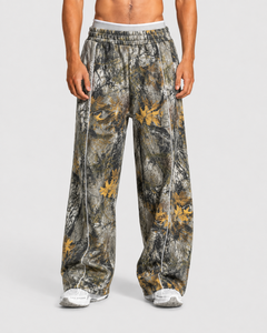 Ensemble de survêtement camouflage pour homme, coupe oversize, avec détails contrastants, en molleton de coton premium, comprenant un sweat à capuche avec passepoil contrastant et un pantalon de survêtement à jambes larges - Product Image 4