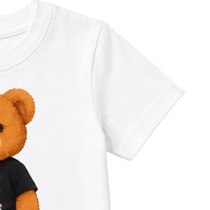 เสื้อยืดแขนสั้นสีขาวสำหรับเด็กวัยหัดเดิน พิมพ์ลายหมีเท็ดดี้ คอกลม ลำลอง น้ำหนักเบา แฟชั่นสำหรับทุกวัน สำหรับเด็กผู้ชาย - Product Image 2