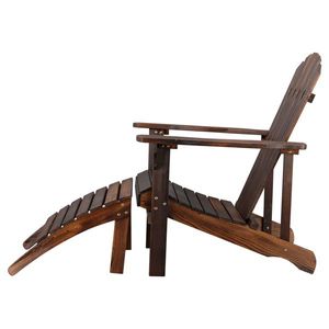 Sedia da Giardino Singola in Legno Carbonizzato 120*72*96cm con Poggiapiedi per Uso Esterno - Product Image 3