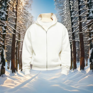 Suéter de algodón 100% de gran tamaño personalizado para hombre, sudadera con doble cremallera, técnica lavada, estampado de soplo, logotipo, ajuste holgado de invierno alto - Product Image 1