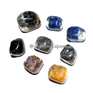 Ensembles de guérison des 7 chakras, pierres de cristal de reiki gravées en agate, forme ovale, thème de l'amour Feng Shui, décoration de la maison - Product Image 3