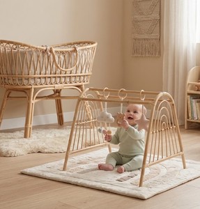 Gimnasio de Juego para Bebés Hecho a Mano con Ratán Natural, Gimnasio Sensorial para Bebés, Decoración para Cuarto de Bebé, Hecho en Vietnam - Product Image 6