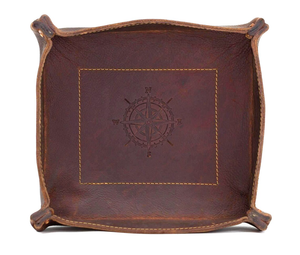 Brown Leather Valet <b>Tray</b> with Snap Fasteners Foldable Square <b>Desk</b> <b>Organizer</b> Catchall <b>Tray</b> for Keys Wallet Coins and Home Office - Product Image 2