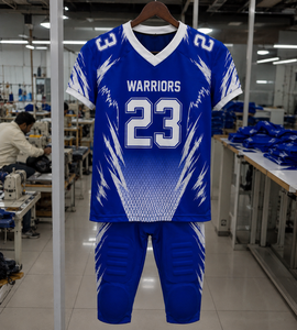 Uniforme de Fútbol Americano para Hombre Warriors, Conjunto de Jersey y Pantalones con Estampado por Sublimación Azul y Blanco, Número 23, Poliéster Transpirable - Product Image 6