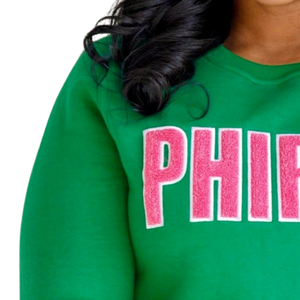 เสื้อสเวตเชิ้ตผ้าฟลีซคอกลมพรีเมียมปักลายตัวอักษรกรีกสำหรับผู้หญิง รุ่น PHIRST สำหรับฤดูหนาว - Product Image 6