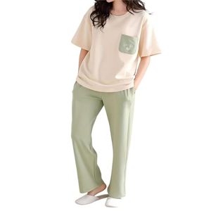 Women’s Soft Cotton Printed Pajama Set Round Neck Half Sleeve Top & <b>Pyjama</b> Pants Lounge Wear - Product Image 1